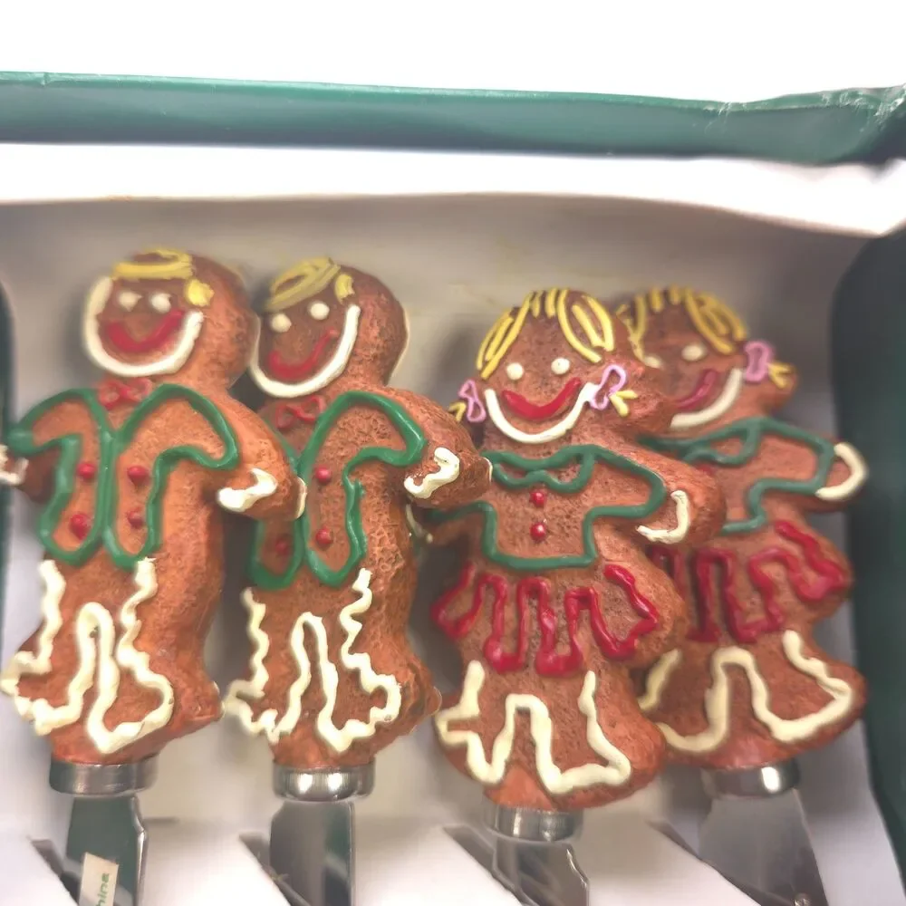 Vintage 1994 Boston Warehouse Gingerbread Spreader Set of 4 NIB Christmas